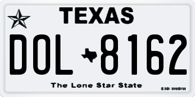 TX license plate DOL8162
