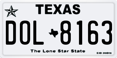TX license plate DOL8163