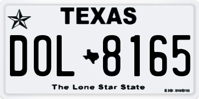 TX license plate DOL8165