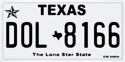 TX license plate DOL8166