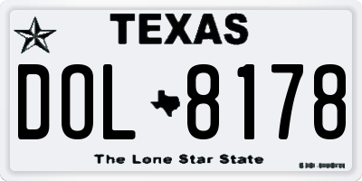 TX license plate DOL8178