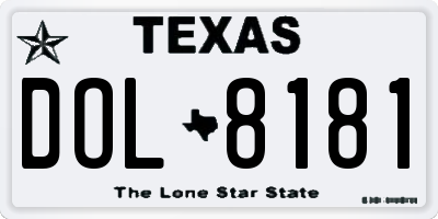 TX license plate DOL8181
