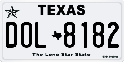 TX license plate DOL8182