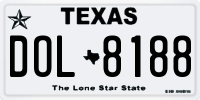 TX license plate DOL8188