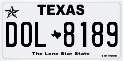 TX license plate DOL8189