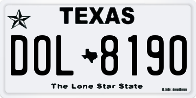 TX license plate DOL8190