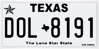 TX license plate DOL8191