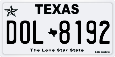 TX license plate DOL8192