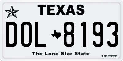 TX license plate DOL8193