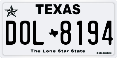 TX license plate DOL8194