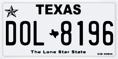 TX license plate DOL8196