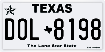 TX license plate DOL8198