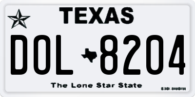 TX license plate DOL8204