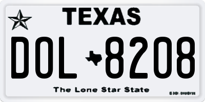 TX license plate DOL8208