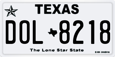 TX license plate DOL8218