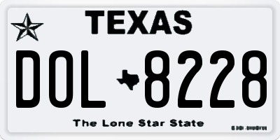 TX license plate DOL8228