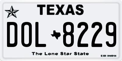 TX license plate DOL8229