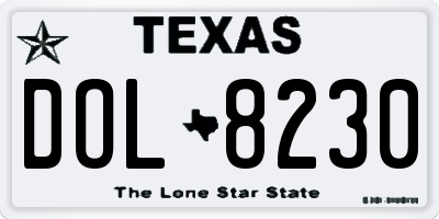 TX license plate DOL8230