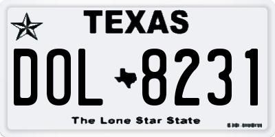 TX license plate DOL8231