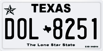 TX license plate DOL8251