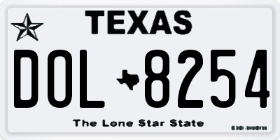 TX license plate DOL8254