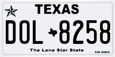 TX license plate DOL8258
