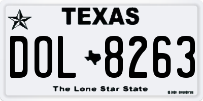 TX license plate DOL8263