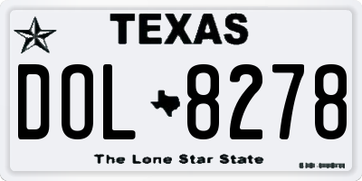 TX license plate DOL8278