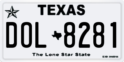TX license plate DOL8281