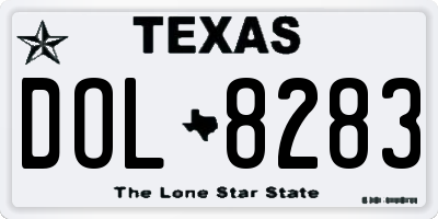 TX license plate DOL8283