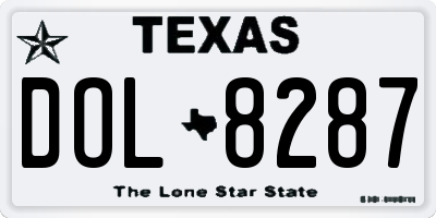 TX license plate DOL8287
