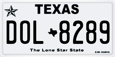 TX license plate DOL8289