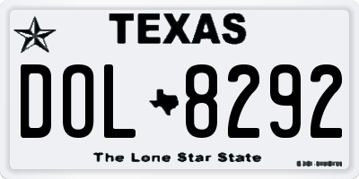 TX license plate DOL8292