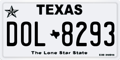 TX license plate DOL8293
