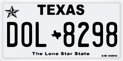 TX license plate DOL8298