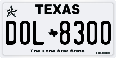 TX license plate DOL8300