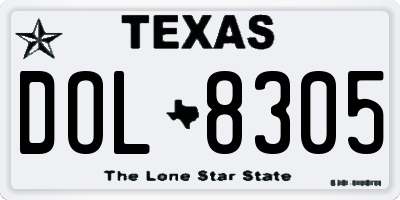 TX license plate DOL8305