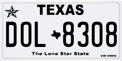 TX license plate DOL8308