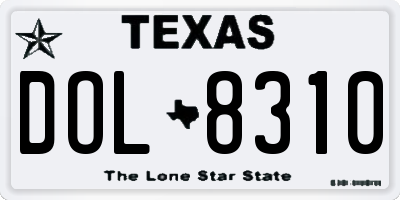 TX license plate DOL8310