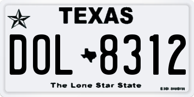 TX license plate DOL8312