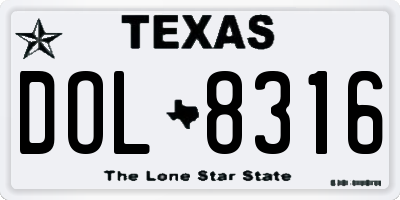 TX license plate DOL8316
