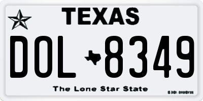 TX license plate DOL8349