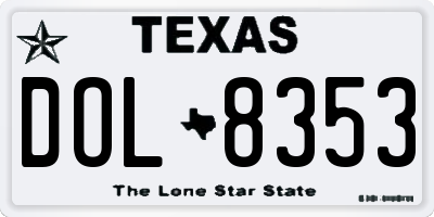 TX license plate DOL8353