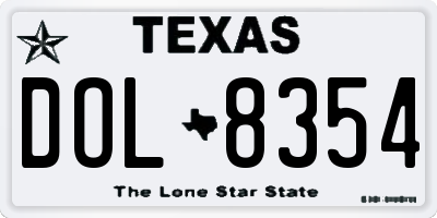 TX license plate DOL8354
