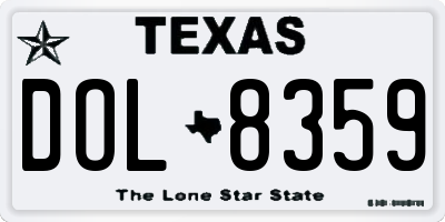 TX license plate DOL8359