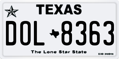 TX license plate DOL8363