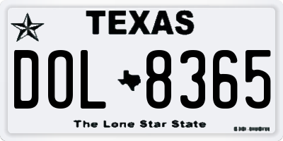 TX license plate DOL8365