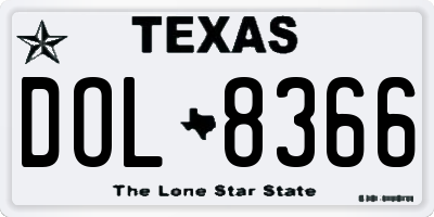 TX license plate DOL8366