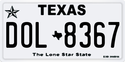 TX license plate DOL8367
