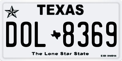 TX license plate DOL8369